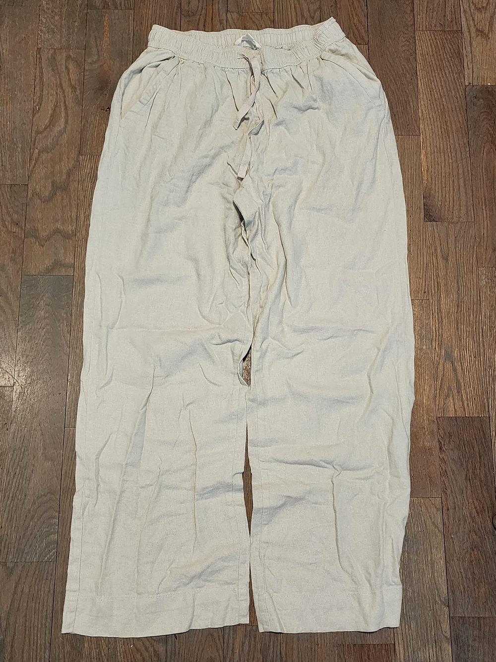 Briggs & Riley Light Beige Wide-Leg Drawstring Pants